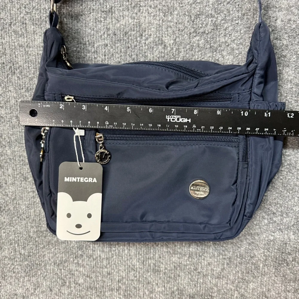 Mintegra Crossbody Bag Women Medium Navy Blue Nylon Multi-Pocket Travel NWT